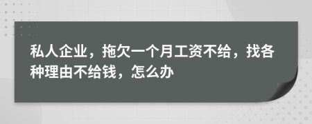 私人企业，拖欠一个月工资不给，找各种理由不给钱，怎么办