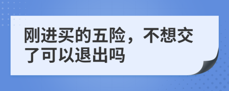 刚进买的五险，不想交了可以退出吗