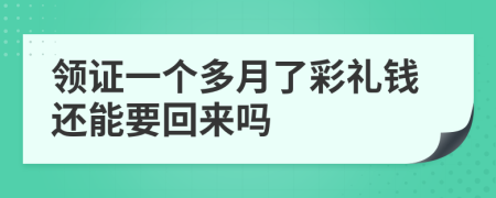 领证一个多月了彩礼钱还能要回来吗