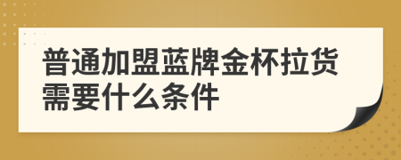 普通加盟蓝牌金杯拉货需要什么条件