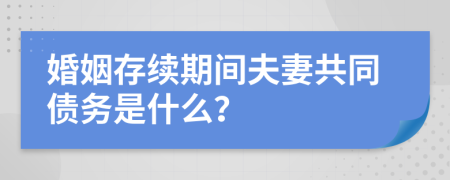 婚姻存续期间夫妻共同债务是什么？