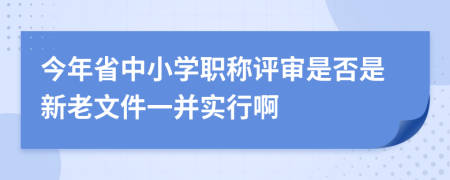 今年省中小学职称评审是否是新老文件一并实行啊