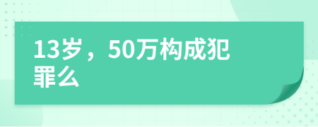 13岁，50万构成犯罪么