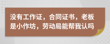 没有工作证，合同证书，老板是小作坊，劳动局能帮我认吗