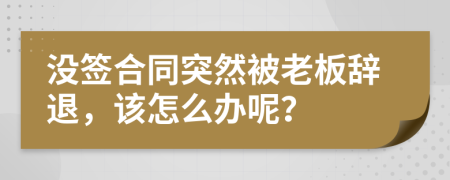 没签合同突然被老板辞退，该怎么办呢？