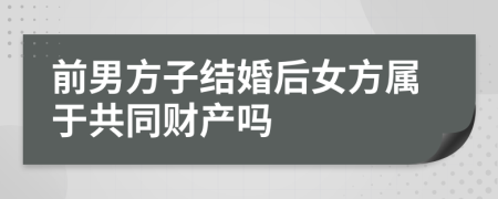 前男方子结婚后女方属于共同财产吗