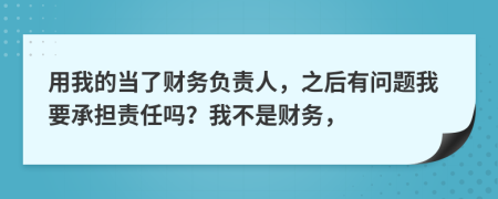 用我的当了财务负责人，之后有问题我要承担责任吗？我不是财务，