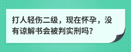 打人轻伤二级，现在怀孕，没有谅解书会被判实刑吗？