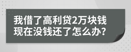 我借了高利贷2万块钱现在没钱还了怎么办？