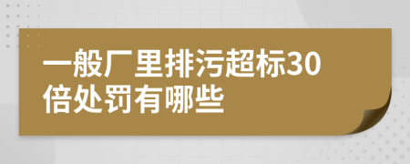 一般厂里排污超标30倍处罚有哪些