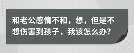 和老公感情不和，想，但是不想伤害到孩子，我该怎么办？