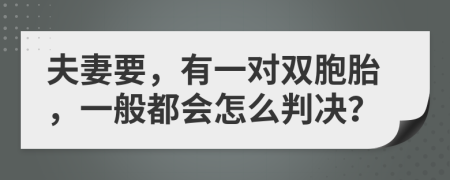 夫妻要，有一对双胞胎，一般都会怎么判决？