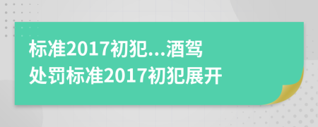 标准2017初犯...酒驾处罚标准2017初犯展开