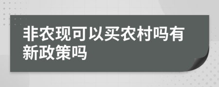 非农现可以买农村吗有新政策吗