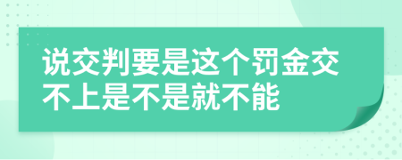 说交判要是这个罚金交不上是不是就不能