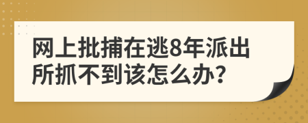 网上批捕在逃8年派出所抓不到该怎么办？