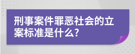 刑事案件罪恶社会的立案标准是什么?