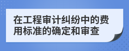 在工程审计纠纷中的费用标准的确定和审查