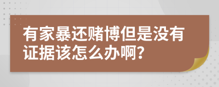 有家暴还赌博但是没有证据该怎么办啊？