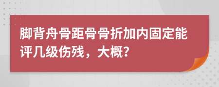 脚背舟骨距骨骨折加内固定能评几级伤残，大概？