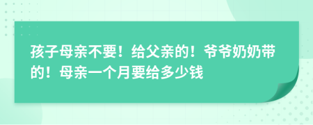 孩子母亲不要！给父亲的！爷爷奶奶带的！母亲一个月要给多少钱