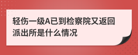 轻伤一级A已到检察院又返回派出所是什么情况