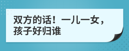 双方的话！一儿一女，孩子好归谁