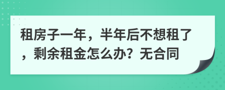 租房子一年，半年后不想租了，剩余租金怎么办？无合同