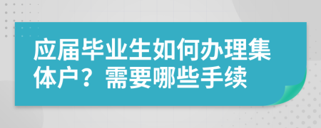 应届毕业生如何办理集体户？需要哪些手续