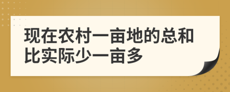 现在农村一亩地的总和比实际少一亩多