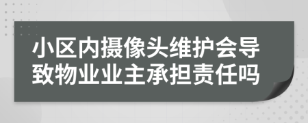 小区内摄像头维护会导致物业业主承担责任吗
