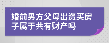 婚前男方父母出资买房子属于共有财产吗