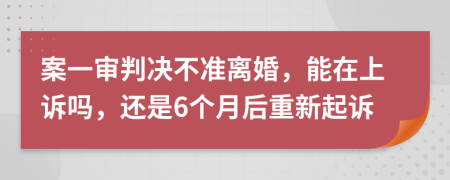 案一审判决不准离婚，能在上诉吗，还是6个月后重新起诉