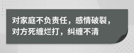 对家庭不负责任，感情破裂，对方死缠烂打，纠缠不清