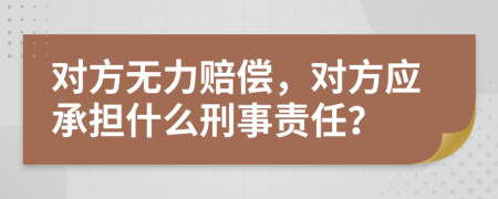 对方无力赔偿，对方应承担什么刑事责任？