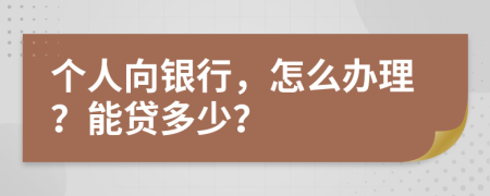 个人向银行，怎么办理？能贷多少？
