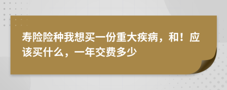 寿险险种我想买一份重大疾病，和！应该买什么，一年交费多少