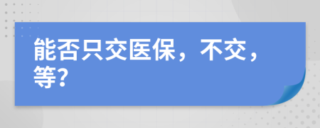 能否只交医保，不交，等？