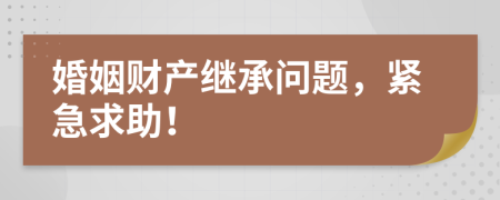 婚姻财产继承问题，紧急求助！