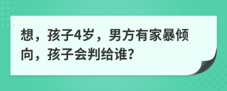 想，孩子4岁，男方有家暴倾向，孩子会判给谁？