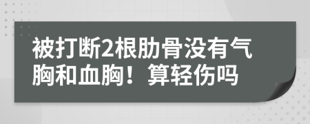被打断2根肋骨没有气胸和血胸！算轻伤吗