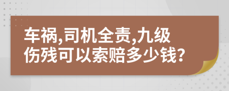 车祸,司机全责,九级伤残可以索赔多少钱？