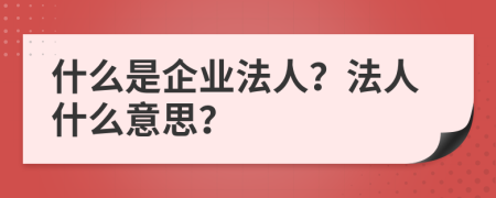 什么是企业法人？法人什么意思？