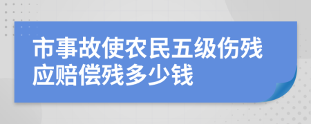 市事故使农民五级伤残应赔偿残多少钱