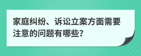 家庭纠纷、诉讼立案方面需要注意的问题有哪些？