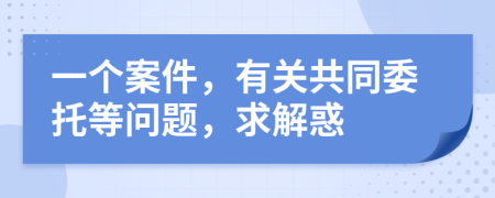 一个案件，有关共同委托等问题，求解惑