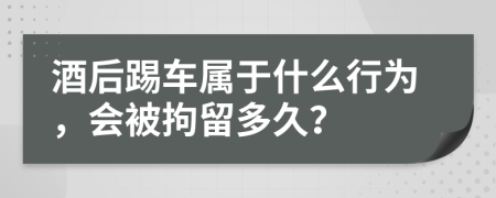 酒后踢车属于什么行为，会被拘留多久？