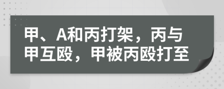 甲、A和丙打架，丙与甲互殴，甲被丙殴打至