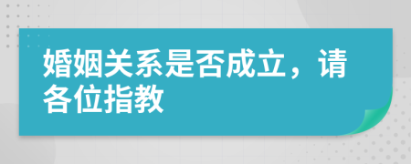 婚姻关系是否成立，请各位指教