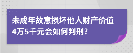 未成年故意损坏他人财产价值4万5千元会如何判刑？